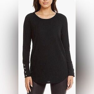 CHASER Long Sleeve Waffle black Thermal Tunic Sweater large